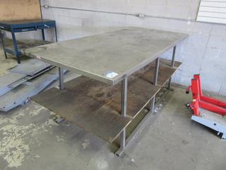 Off-Site - Steel Work Bench. 3'x7'x3'6"H. Call Chris For Viewing @ 403 512-2504. Location: 100, 6143 48 Ave. Red Deer, AB Note:  Buyer Responsible For Lifting & Loading. Items Available For Load Out July 28th to 31st, 9:00 am to 4:00 pm Only. Items Left Onsite After July 31st, 2020 Will Be Considered Abandoned.