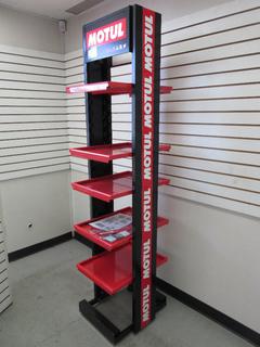 Off-Site - Motul Display Steel Shelf.  Call Chris For Viewing @ 403 512-2504. Location: 100, 6143 48 Ave. Red Deer, AB Note:  Buyer Responsible For Lifting & Loading. Items Available For Load Out July 28th to 31st, 9:00 am to 4:00 pm Only. Items Left Onsite After July 31st, 2020 Will Be Considered Abandoned.