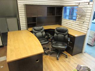 Off-Site - U-Shaped Desk. c/w Hutch, (2) Chairs, Floor Mat. *Must be disassembled for removal.* Call Chris For Viewing @ 403 512-2504. Location: 100, 6143 48 Ave. Red Deer, AB Note:  Buyer Responsible For Lifting & Loading. Items Available For Load Out July 28th to 31st, 9:00 am to 4:00 pm Only. Items Left Onsite After July 31st, 2020 Will Be Considered Abandoned.