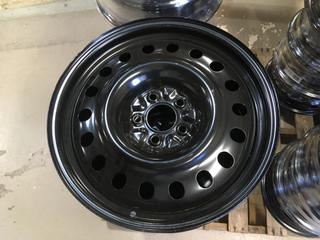 Set of (4) RSSW X74855NT Black Steel Wheels, 18x7, 5-114.3 Bolt Pattern.