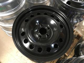 Set of (4) RSSW X43758 Black Steel Wheels, 17x7, 5-108 Bolt Pattern.