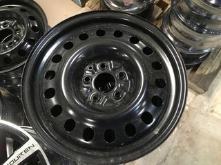 Set of (4) RSSW X747755NT Black Steel Wheels, 17x7, 5-114.3 Bolt Pattern.