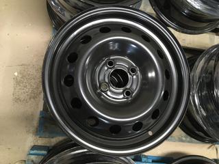 (2) RSSW X42540 Black Steel Wheels, 15x6, 4-100 Bolt Pattern.