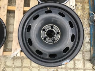 (2) Black Steel Wheels, 15x6, 5 Bolt.