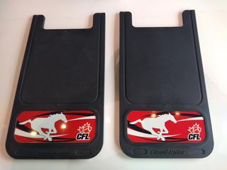 STAMPEDERS MUD FLAPS 19" X 12" (PAIR), Part #CLO 1001-12223-011.