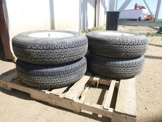 (4) Goodyear Trailer Tires, 205/75R15 w/ 5-Bolt Rims, (WR-1)