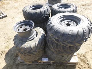 (7) 440 Mac Off-road Quad Tires w/ 4 Stud Rims, 25X10.00-12, (4) 440 Mac Off-road Tires w/ 5 Stud Rims, 25X10.00-12, (1) 4 Stud Rim, (WR-1)