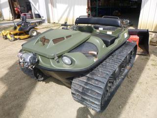 Frontier 6X6 480 Argo c/w Vanguard V-Twin 14, Right Hand Drive, Warn RT30 Winch, 24" Tires w/ Paddle Design, 18" Wide Rubber Tracks, 102 Hours, Owner Replacing Screen Will Show Under 110, new Screen onsite Original Hours, VIN 2DGL000T89NL16608 *NOTE: Screen Protector For Pick Up In Office* (Fichtenberg/Higher Ground Acreage Dispersal)
