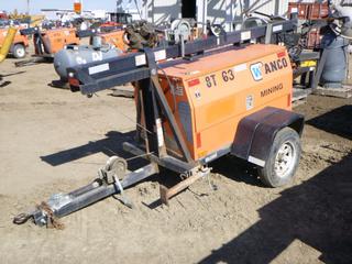 Wanco WLTC4 Light Tower c/w Kohler Diesel Engine, Showing 1793 Hours, 175/80R13 Tires At 90%, 2" Ball Hitch/Pintle *NOTE: Running Condition Unknown, No VIN* (North Fence)