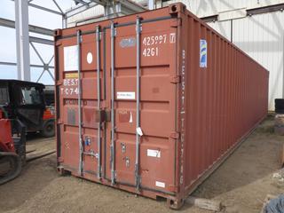 40' Seacan c/w Lock Box, Shelf, 4259977 *NOTE: Some Puncture Holes*