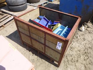 Crate W/ Assorted Plastic Totes, 37 3/4" x 28" x 28 1/2", (WR-3)