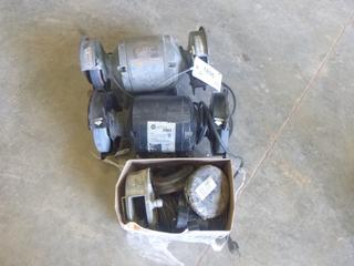 (2) Bench Grinders, C/w Box of Misc Items, (W2-2-3)