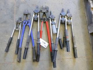 Assortment of Tools Includes Bolt Cutters, Rivet Guns and Crimper