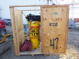 Max Air Compressor w/ Air Hoses, Model # C5160V1, 5.0 HD, 208/230 Volts, 100 PSI-170 Max PSI, Includes Crate w/ Door (Fichtenberg/Higher Ground Acreage Dispersal), (WR-5)