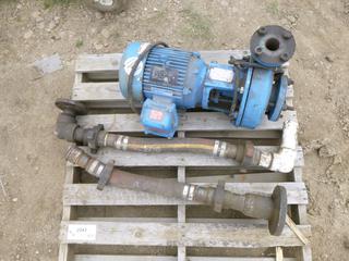 National Oilwell Varco Pump w/ Hoses. Size 2X3R11, S/N 517187-4, C/w Marathon Motor, Model EJ184TT^579388UL, 3 Phase, 5 HP (WR-5)