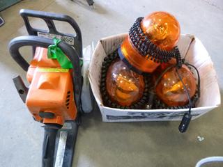 Stihl MS170 Chain Saw Without Bar * Working Condition Unknown*, (3) Magnetic Rotary Beacons * Working Condition Unknown* (W5-3,1)