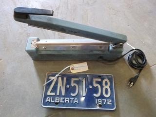 1972 Matched Set of Alberta License Plates, Impulse Bag Sealer (W3-3,1)