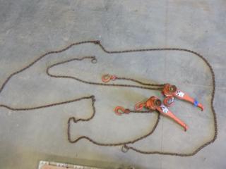 (2) 1/2 Ton Mini-Mite Puller Ratchet Lever w/ Chains (Fichtenberg/Higher Ground Acreage Dispersal)