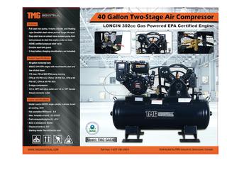 2020 Unused 40 Gallon 2-stage 9HP Engine Air Compressor