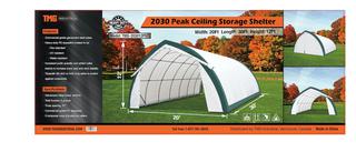 2020 Unused 20Ft x 30Ft x 12Ft Peak Ceiling Storage Shelter  C/W: Commercial fabric, roll up door