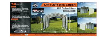 2020 Unised 12Ft x 20Ft All-steel Carport with Enclosed Sides