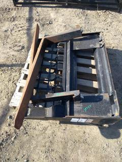 Cat Skid Steer Attachment 48" Forks Open Backplate, Rock Guard & Easy Step.