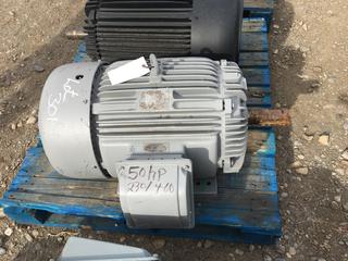 Teco Westinghouse Motor; Cat: PDH08504; Frame: 326T; Output: 50 HP 37 KW; RPM 1770; Volts: 230.460, AMPS: 114/56.9. Inverter Duty.