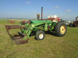 John Deere 4020 Tractor c/w Auxiliary Hydraulics, Draw Bar, 540 and 1000 PTO, Deere 146 F.E.L, 92 HP, Showing 2634 Hours. S/N SNT223P093461R.