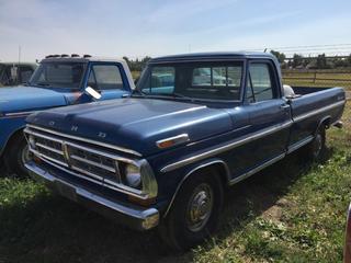 Selling Off-Site - 527 North 200 East, Raymond, AB -  1972 Ford F250 P/U c/w Auto Trans, Kms Unknown. S/N F25HKL65701