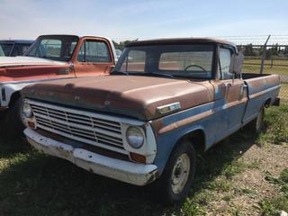 Selling Off-Site - 527 North 200 East, Raymond, AB -  1969 Ford F100 Reg Cab P/U c/w Manual Trans, Parts Only, Not Motor or Transmission. S/N F10ACD33766
