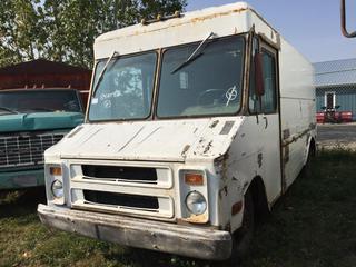 Selling Off-Site - 527 North 200 East, Raymond, AB -  1969 Chev Bread Truck c/w V8, Auto,  Showing 84,604 Mi. S/N PE3591809826. Note: No Keys.