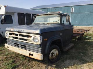 Selling Off-Site - 527 North 200 East, Raymond, AB -  1969 Dodge 1 Ton Deck Truck V8, Standard, Showing 38,247 Mi. S/N D33BB0ST49036.