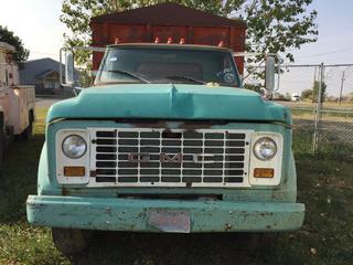 Selling Off-Site - 527 North 200 East, Raymond, AB -  1968 GMC 3 Ton Grain Truck c/w V8, Standard, Box & Hoist.  Showing 42,788 Mi. S/NC9E5331118336.