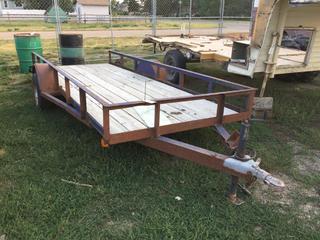 Selling Off-Site - 527 North 200 East, Raymond, AB -  Custombuilt Deck Trailer. 17 ft. Note: No Serial Number.