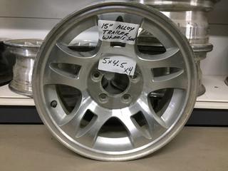 Set of (4) 15" Alloy Trailer Wheels, 5x4.5.