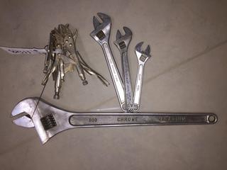 Quantity of Wrenches & Locking Pliers. 