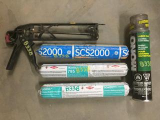 Caulking Gun & Assorted Silicone/Foam Sealants.