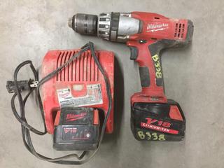 Milwaukee 1/2" Hammer Drill With Charger & (2) Batteries.