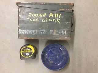 Metal Ammo Box, Measuring Tape & Magnetic Tray.