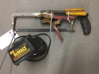 DeWalt Charger & Assorted Hand Tools.