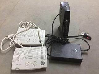 Radio Shack Intercom & Motorola Modem.