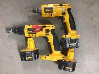 DeWalt DW979 Drywall VSR Screwdriver, DC520 VSR Screwdriver & (3) Batteries.