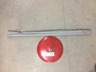 Advertising Flag Pole With Red Metal Base.