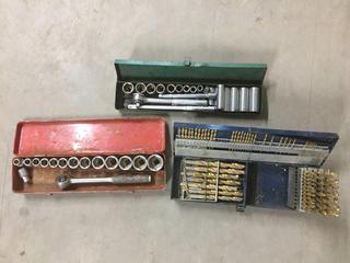 Mastercraft Drill Bit Set & (2) Socket Sets.