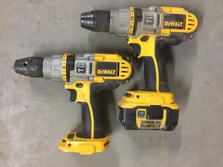 (2) DeWalt DCD970 1/2" Hammerdrills & (1) Battery.