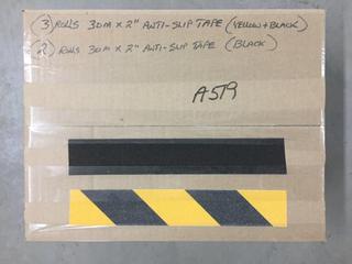 (3) Rolls of 30 Meter x 2" Yellow/Black Anti-Slip Tape & (2) Rolls of Black Anti-Slip Tape.