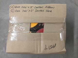 (6) Rolls of 1000' x 3" Caution Ribbon & (6) Rolls of 1000' x 3" Danger Ribbon.