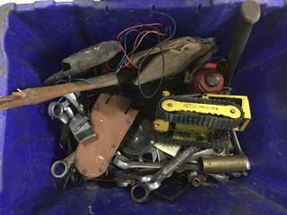 Quantity of Assorted Wrenches, Hammers, Tool Pouches, Etc.