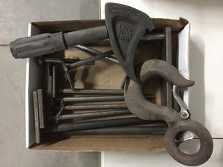 Lifting Hook With Latch, Impact Spanner & Metal U-Brackets With Rods.