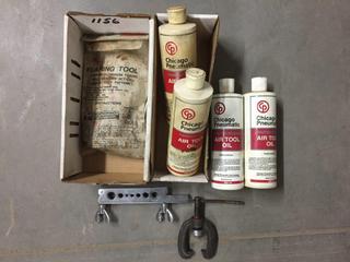 (4) Chicago Pneumatic Air Tool Oil & (2) Flaring Tools.